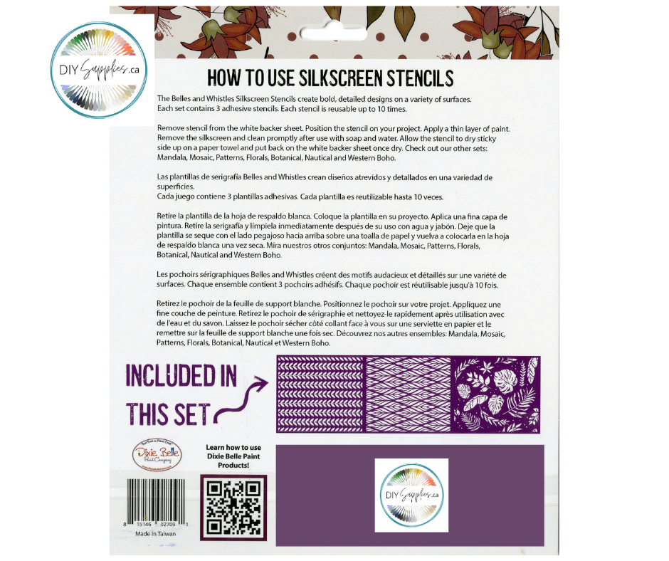 Belles and Whistles Silk Screen Stencils - Botanical
