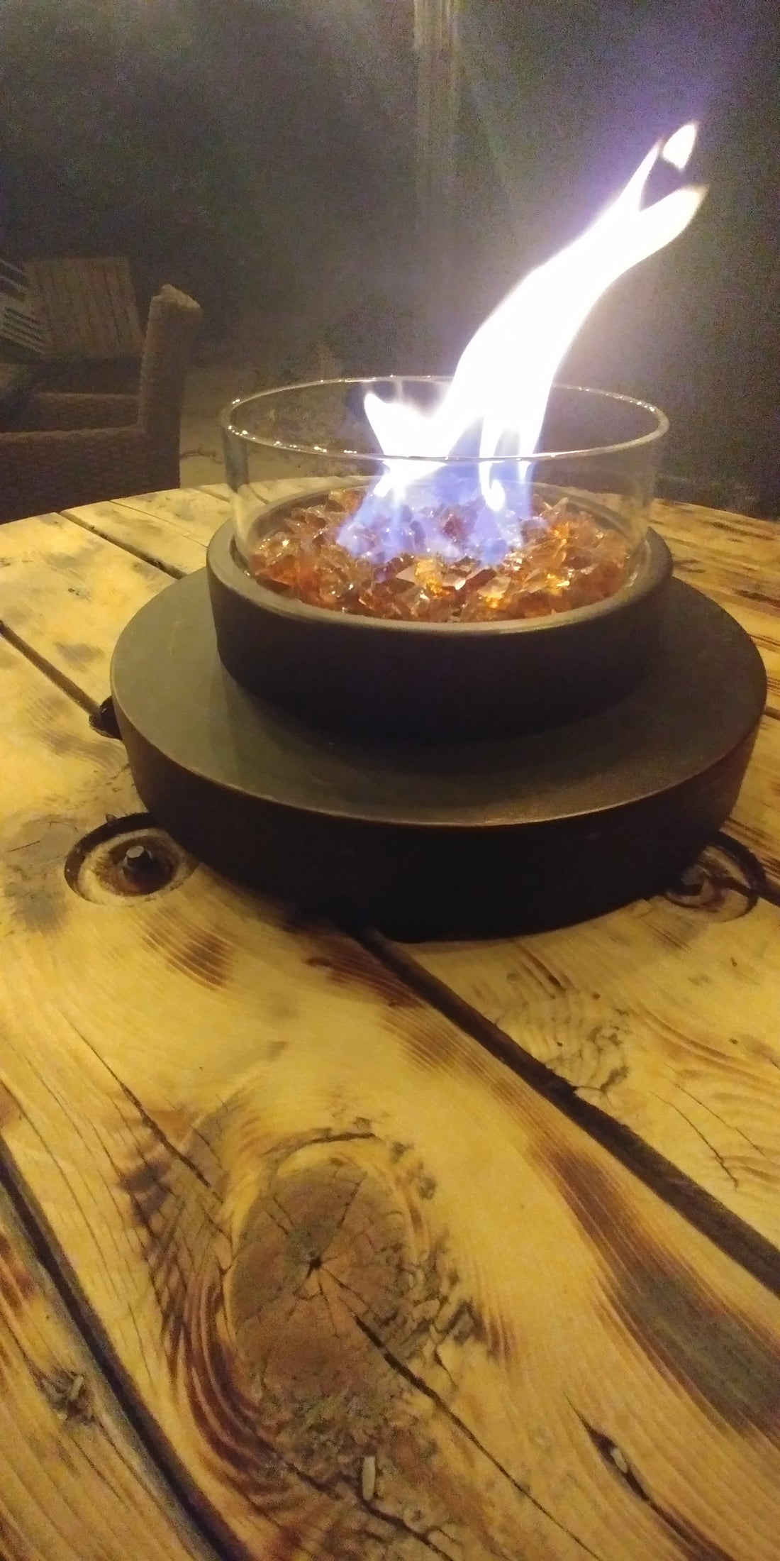 Outdoor Fire Table from a Spool