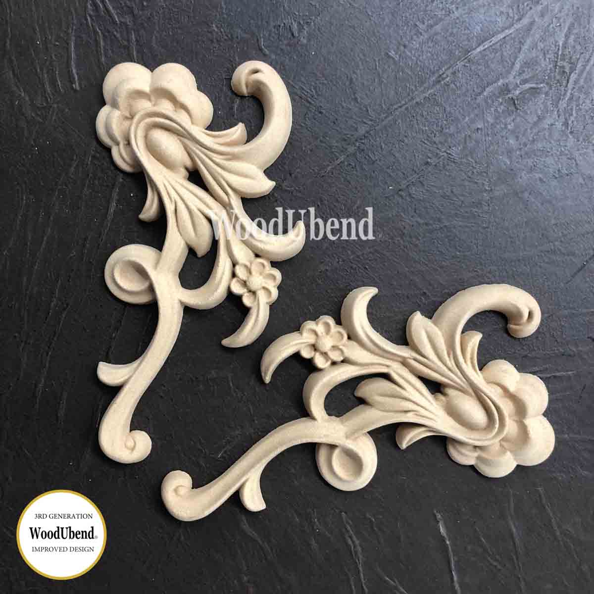 Set of Decorative Floral Scrolls WUB1388-9 16x8cm