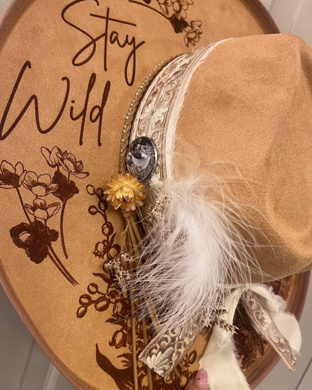 Custom Wide Brim - Burnt & Brushed Art Hat