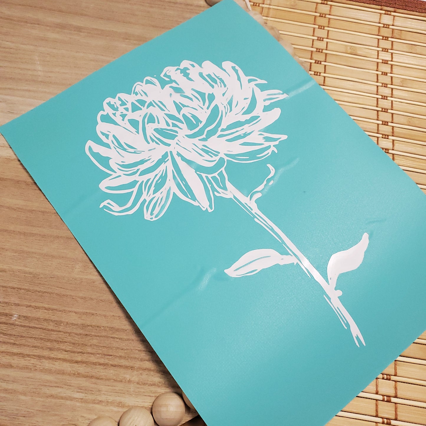 Adhesive Silk Screen Stencil - Single Stemed Flower