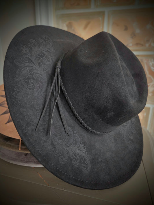 Brim Swirls Cowboy Hat - Burnt & Brushed Art Hat