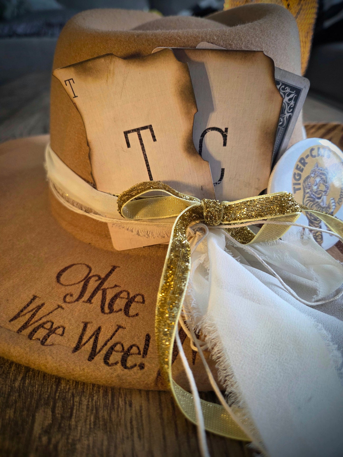 Custom Wide Brim - Burnt & Brushed Art Hat