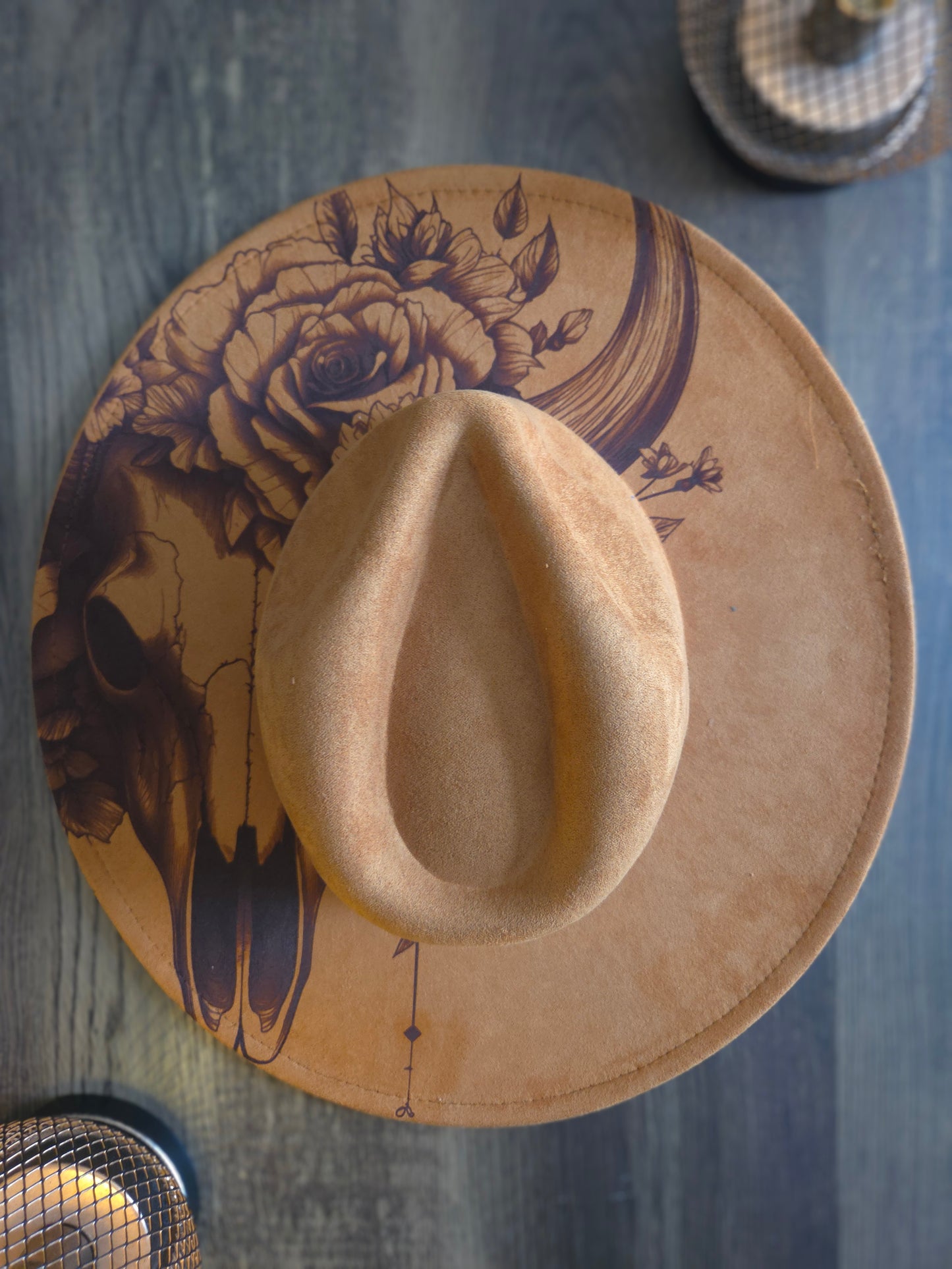 Skully Cowboy Hat - Burnt & Brushed Art Hat