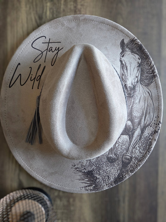 Stay Wild Cowboy Hat - Burnt & Brushed Art Hat