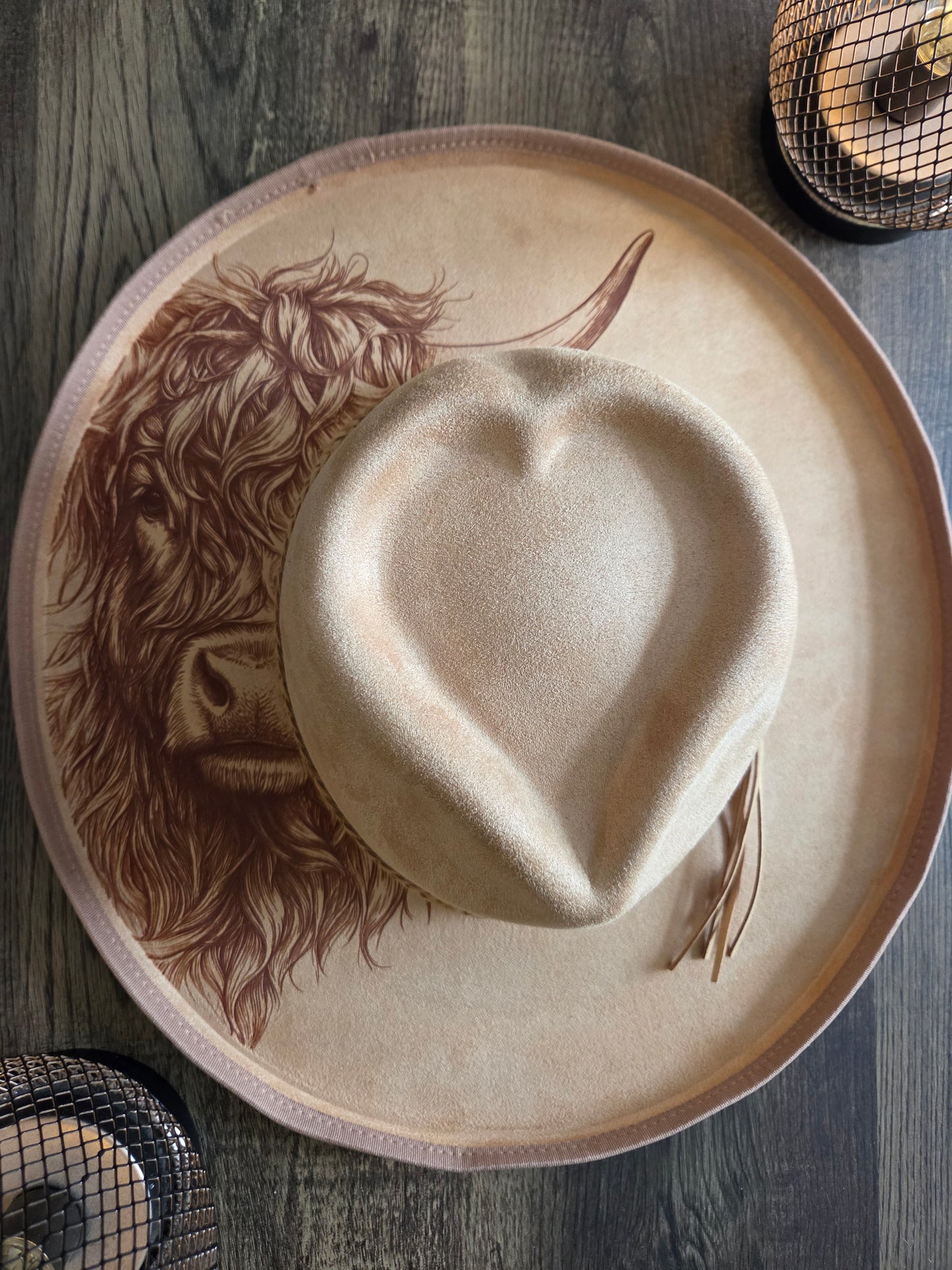 Highland Hearts Cowboy Hat - Burnt & Brushed Art Hat