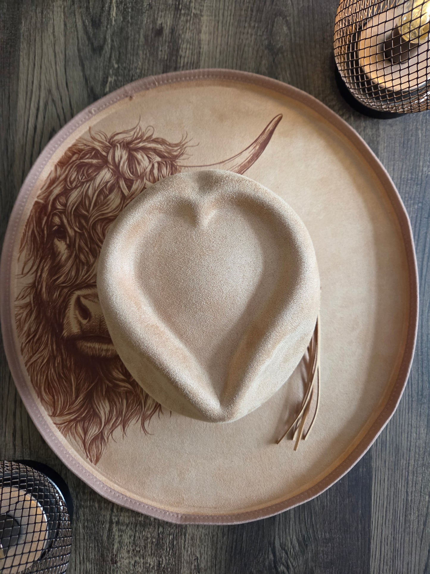 Highland Hearts Cowboy Hat - Burnt & Brushed Art Hat