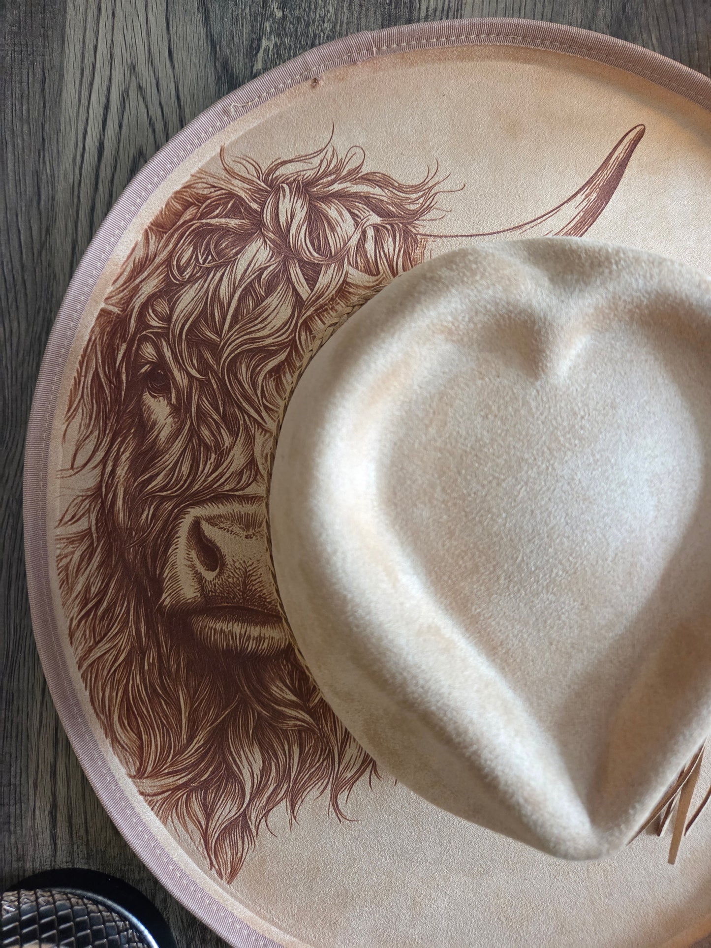 Highland Hearts Cowboy Hat - Burnt & Brushed Art Hat