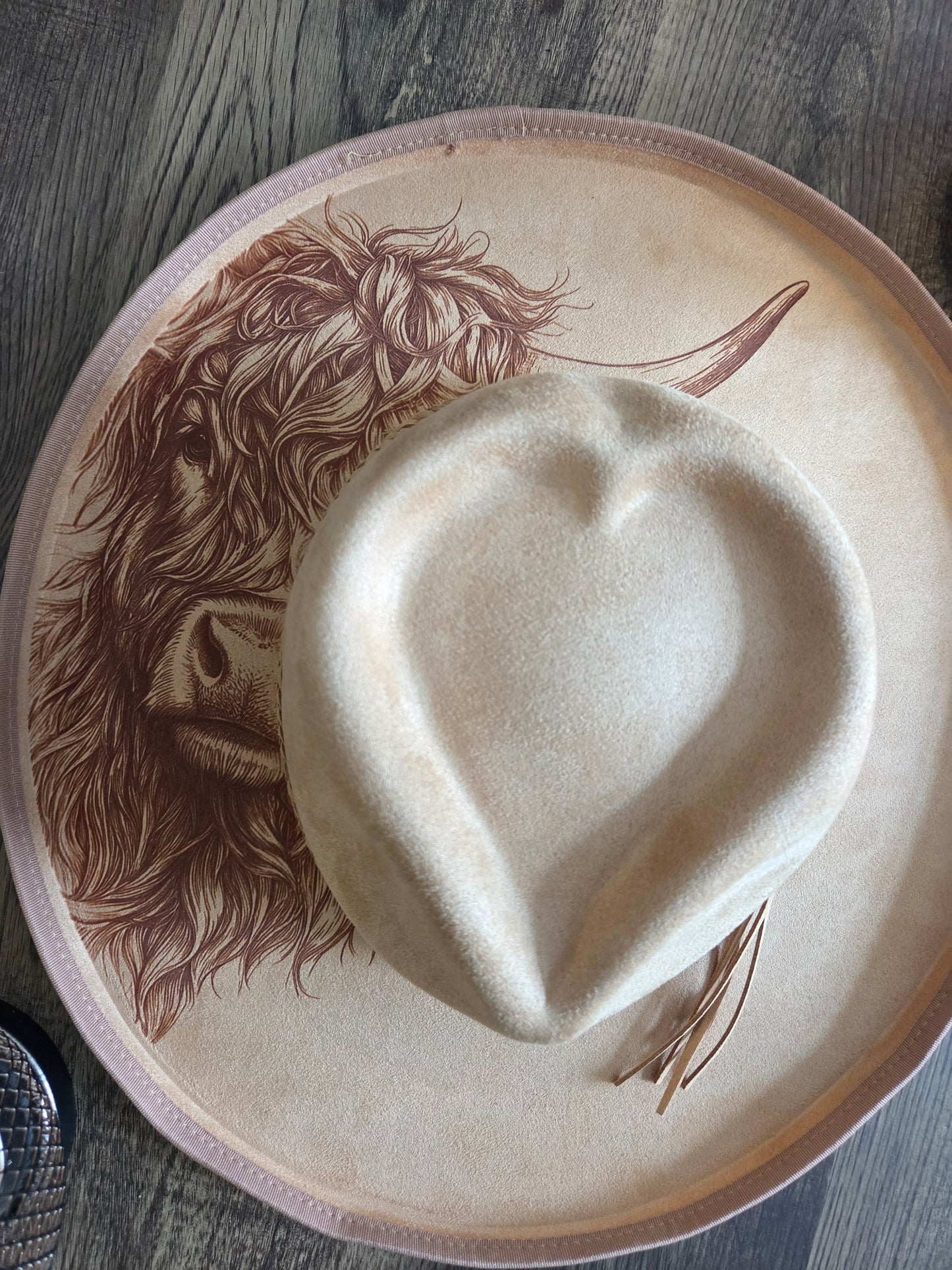Highland Hearts Cowboy Hat - Burnt & Brushed Art Hat