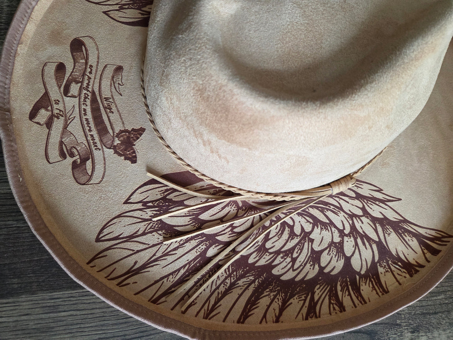 We were made to Fly Wings Hat - Burnt & Brushed Art Hat