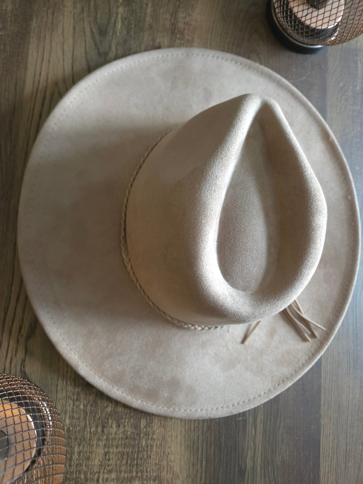 Plain Tear Drop Beige Burnt & Brushed Hat Blank