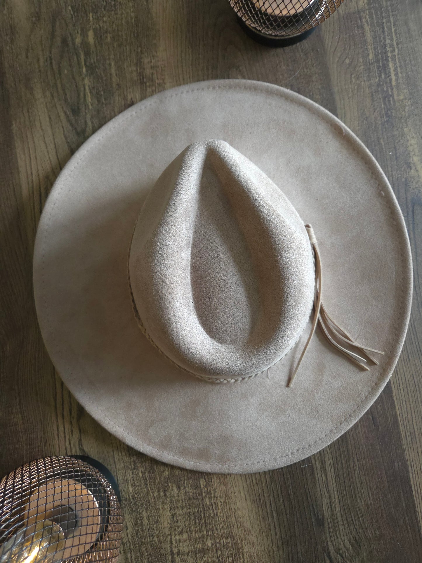 Plain Tear Drop Beige Burnt & Brushed Hat Blank