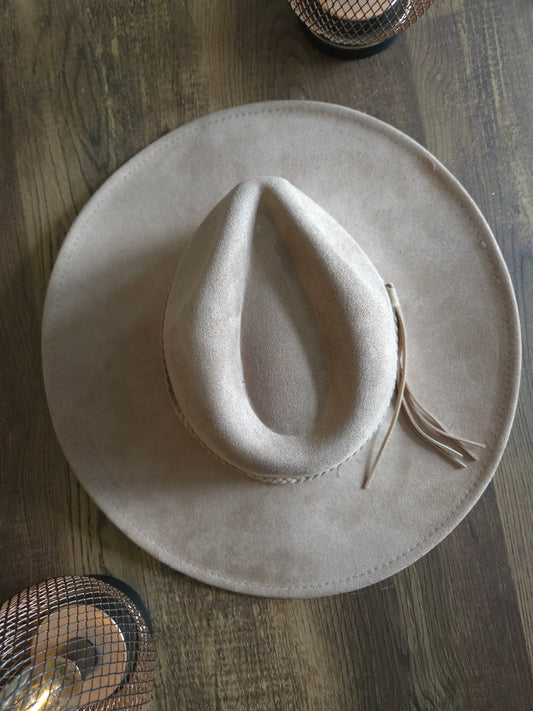 Plain Tear Drop Beige Burnt & Brushed Hat Blank