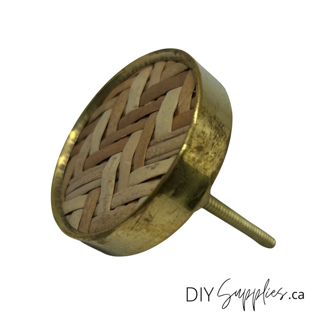 Furniture Knob - Gold & Wicker