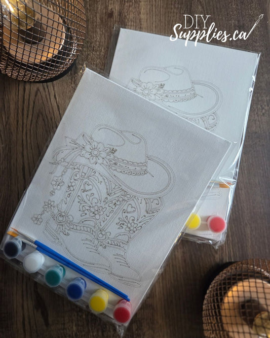 Mini Canvas Painting Kit - Boots & Hats