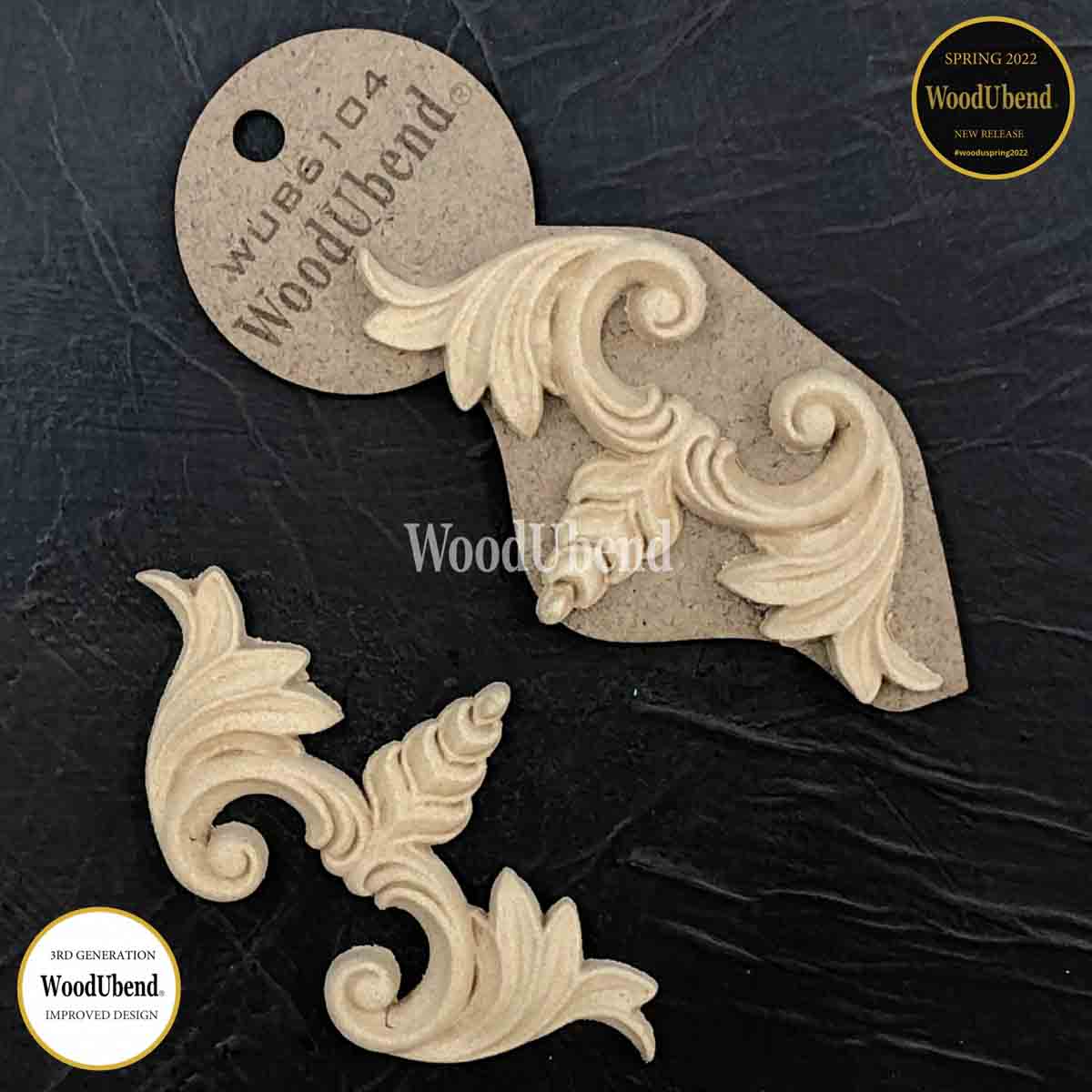 Pack of Two Applique Scroll Emblems WUB6104 12×6.2×0.6 cms