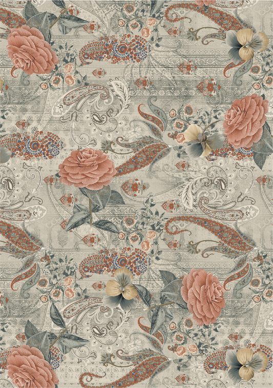 Belles and Whistles A2 Rice Decoupage Paper - Rose Tapestry