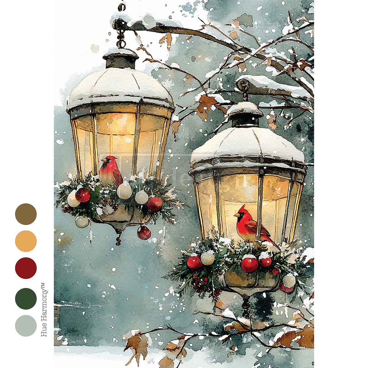 NEW PRIMA A4 Decoupage Rice Paper - Cardinal Christmas