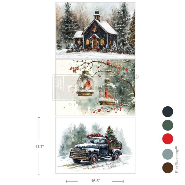 A3 Prima Redesign Decoupage Decor Tissue Paper Pack - Christmas Blessings