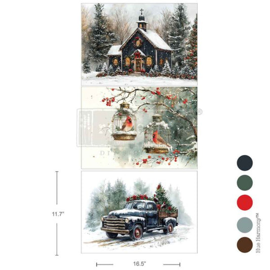 A3 Prima Redesign Decoupage Decor Tissue Paper Pack - Christmas Blessings
