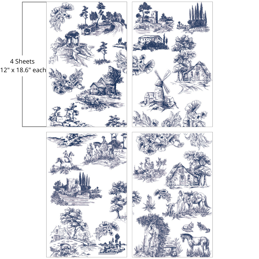 Belles and Whistles Large Transfer - Cottage Toile