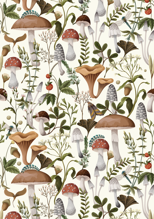 Belles and Whistles A2 Rice Decoupage Paper - Forager's Mushrooms