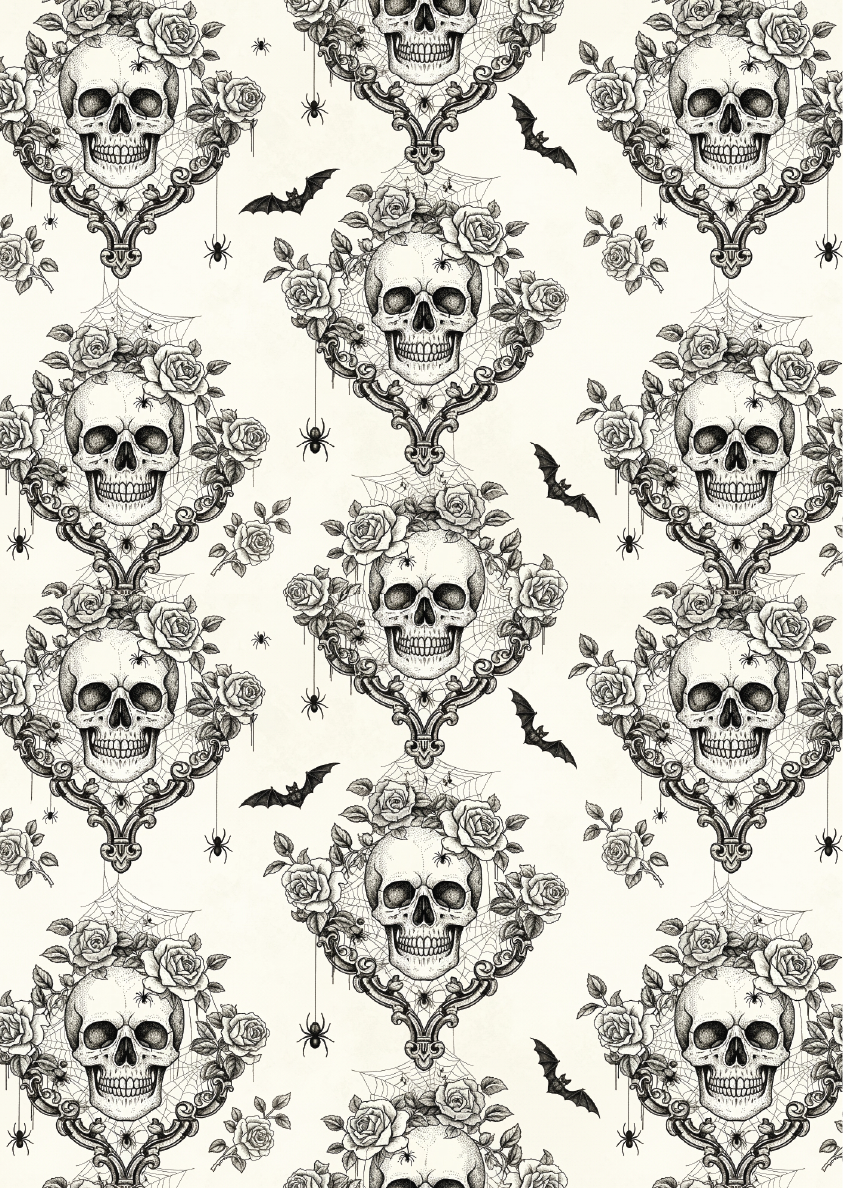 Belles and Whistles A3 Rice Decoupage Paper - Haunted Damask COMING SOON