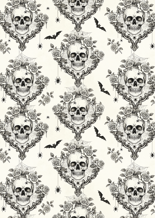 Belles and Whistles A3 Rice Decoupage Paper - Haunted Damask