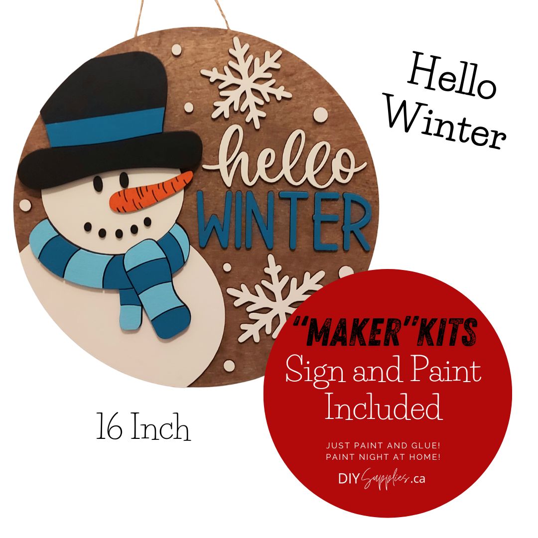 "Maker" Kit - "Hello Winter"16 Inch Sign Kit Unpainted