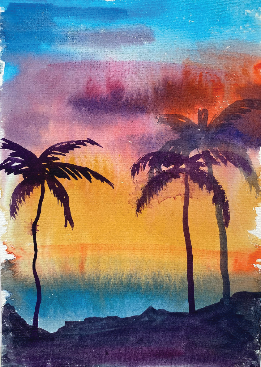 Belles and Whistles A3 Rice Decoupage Paper - Island Afterglow
