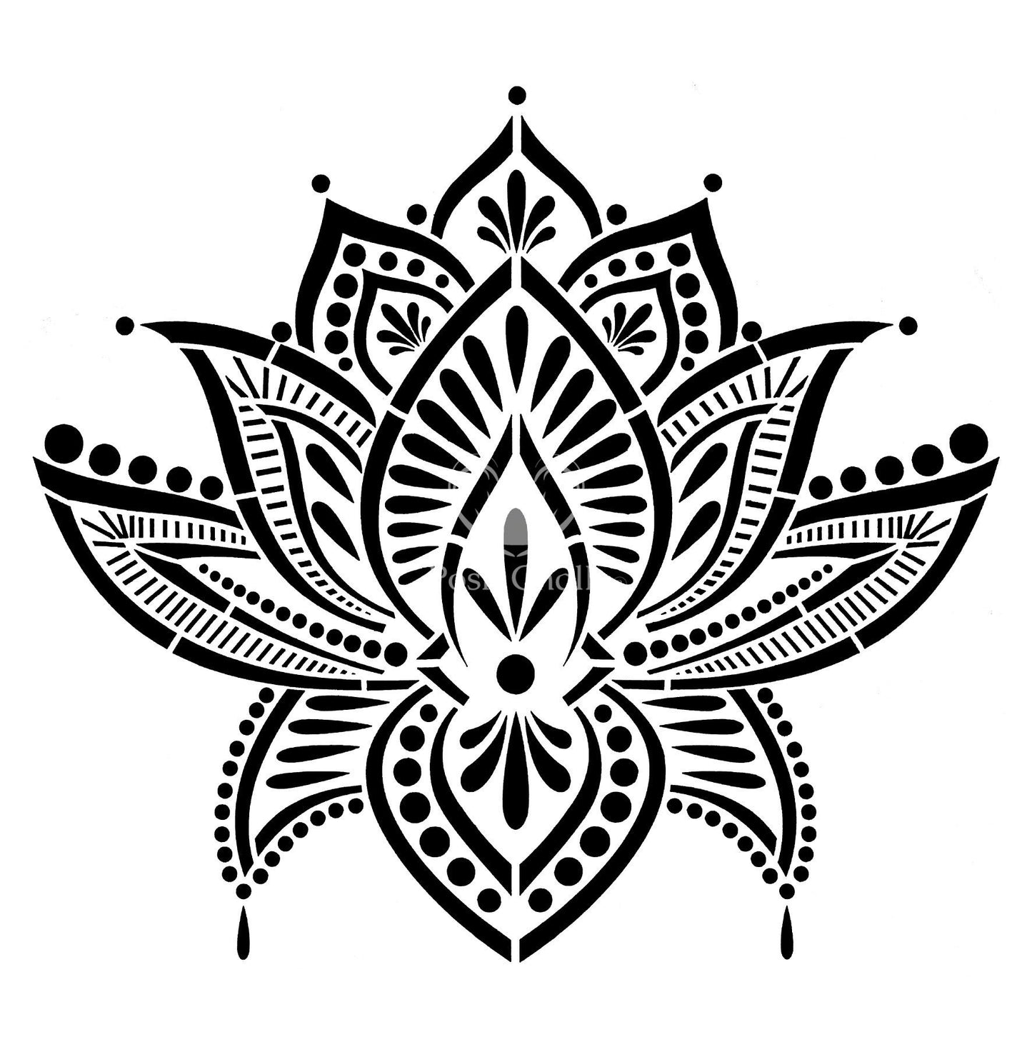 Posh Chalk Stencil Lotus Blossom - 30cm x 30cm