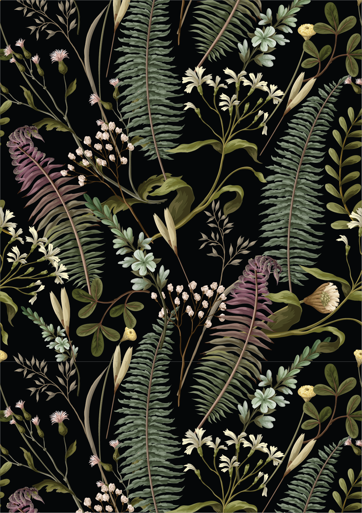 Belles and Whistles A2 Rice Decoupage Paper - Midnight Fernery