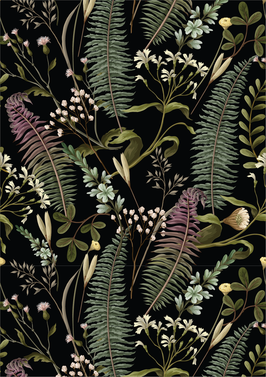 Belles and Whistles A2 Rice Decoupage Paper - Midnight Fernery