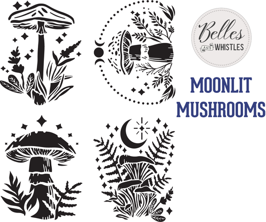 Dixie Belle Belles and Whistles Mylar Stencil - Moonlit Mushrooms