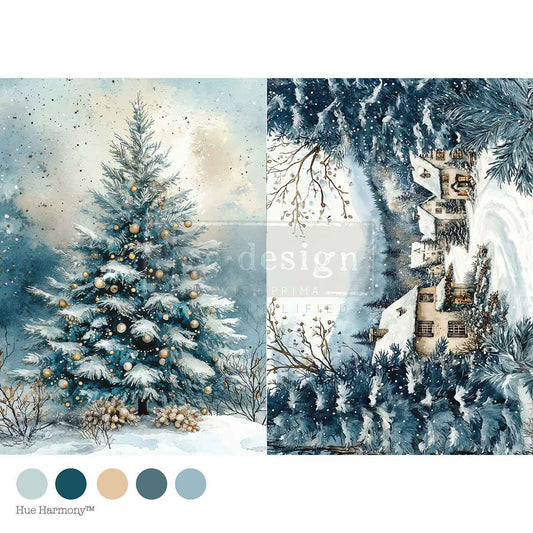 NEW PRIMA A4 Decoupage Rice Paper - Silent Night Sparkle
