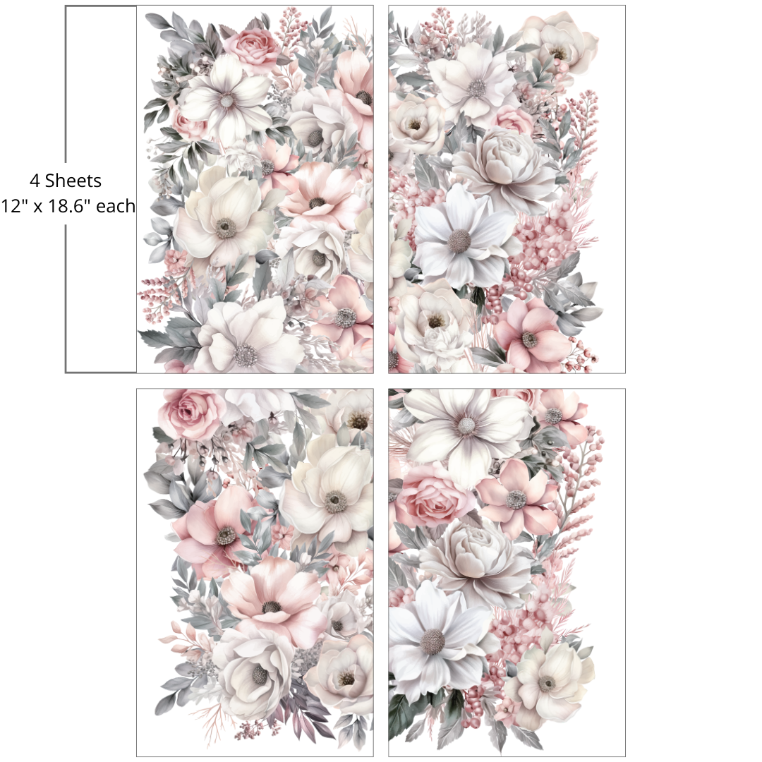 Belles and Whistles Large Transfer - Soft Wintery Floral