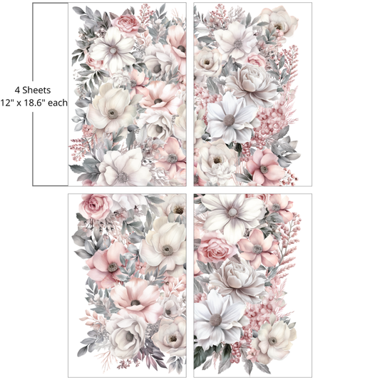 Belles and Whistles Large Transfer - Soft Wintery Floral