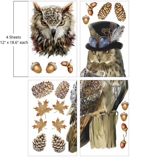 Belles and Whistles Large Transfer - Steampunk Owl Adventure