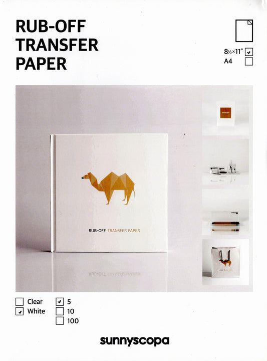 DIY Rub-Off Transfer Paper 8.5 x 11 inch  A4 White Background 5 Pack