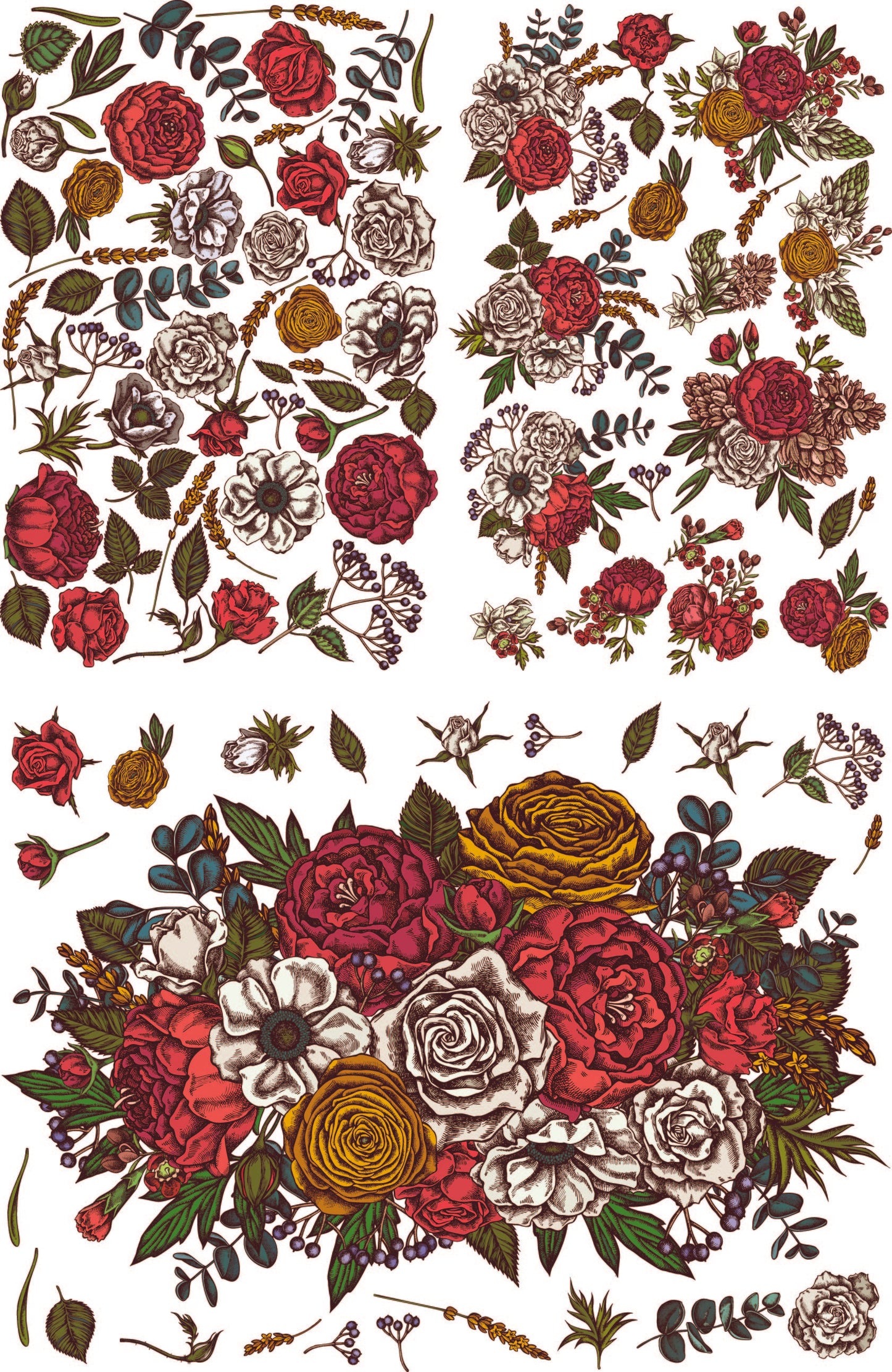 Belles and Whistles Large Transfer - Timeless Petals