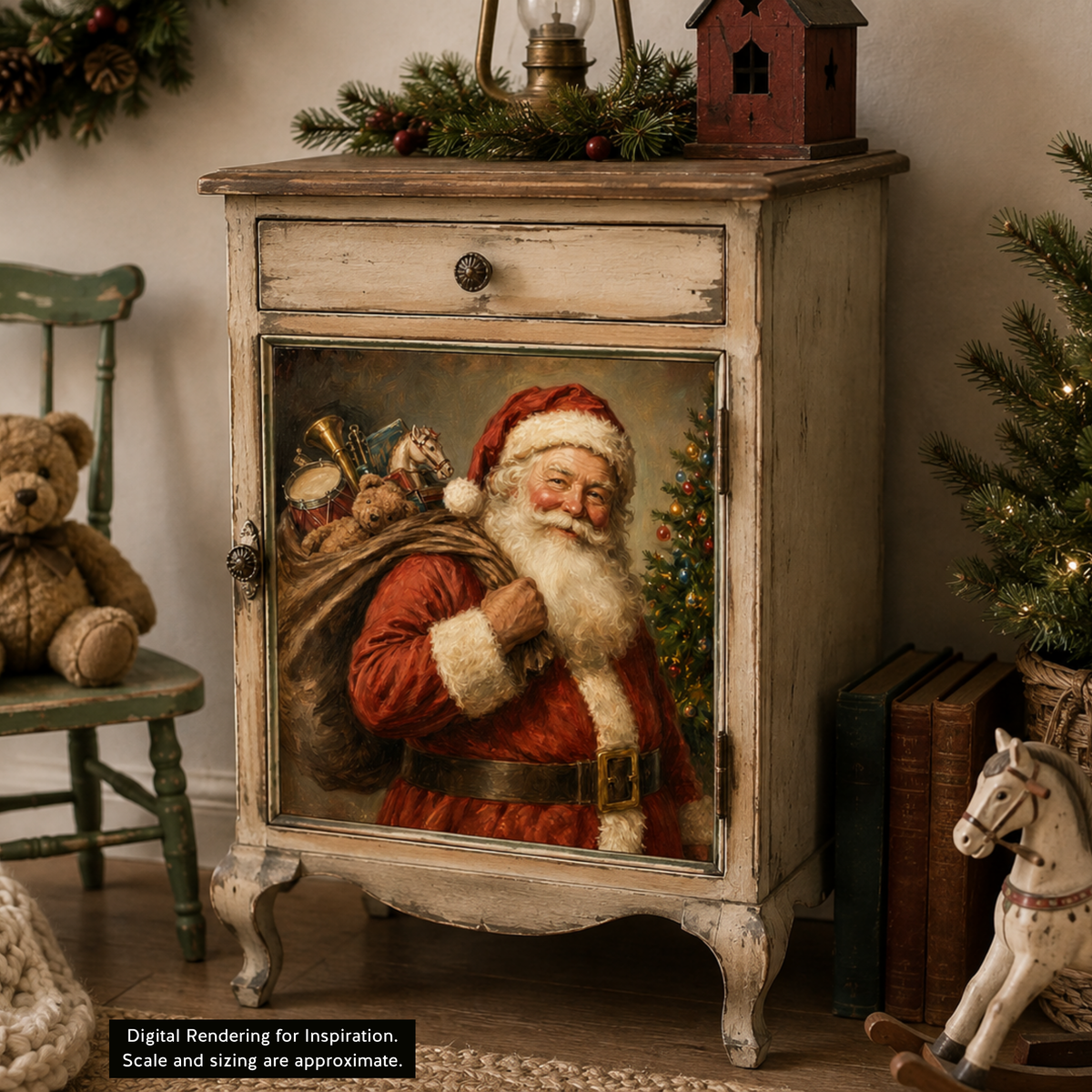 Belles and Whistles A3 Rice Decoupage Paper -  Vintage Santa