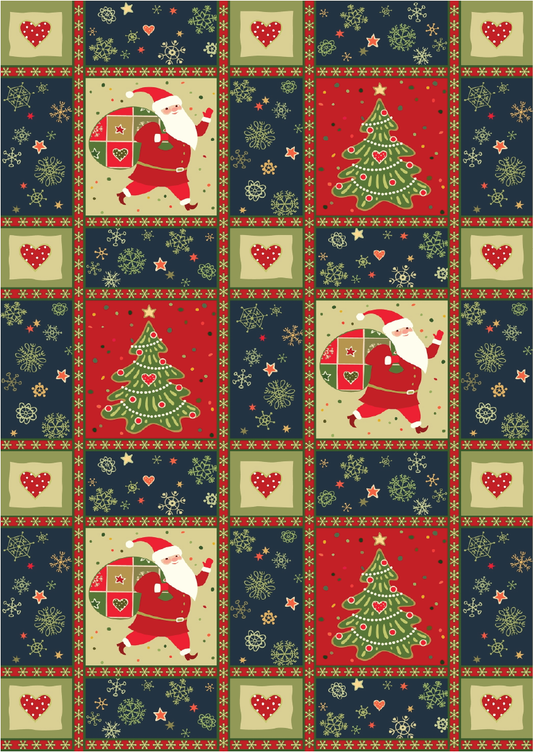 Belles and Whistles A3 Rice Decoupage Paper - Yuletide Quilt