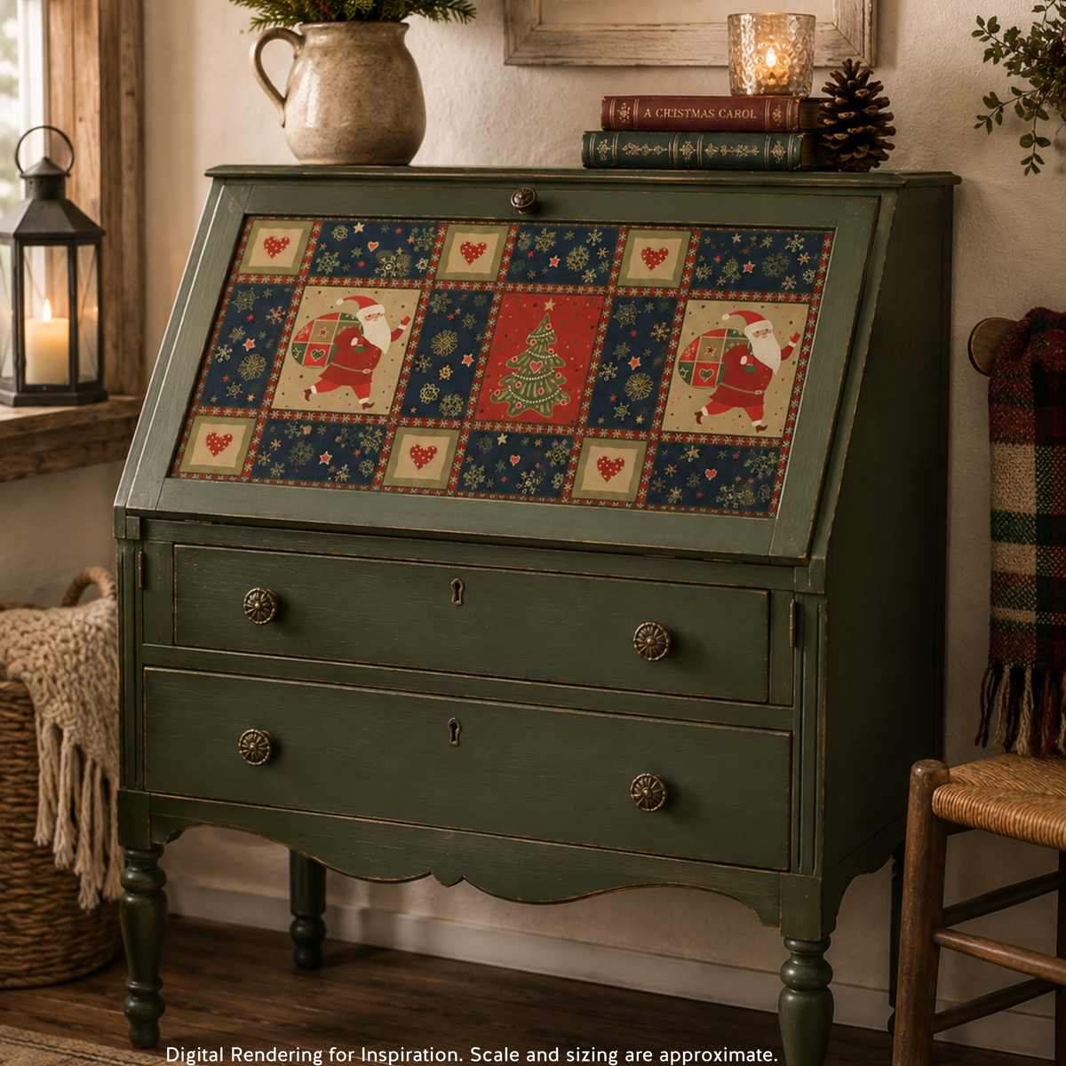 Belles and Whistles A3 Rice Decoupage Paper - Yuletide Quilt