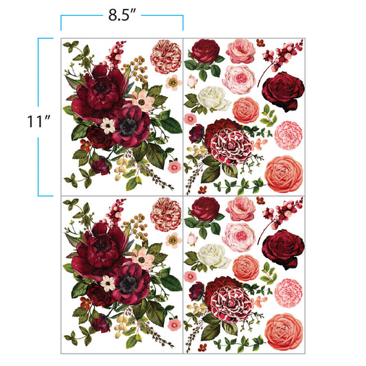 Prima Infusible Heat Transfers - 8.5" x 11" -Burgundy Serendipity 4 Sheets