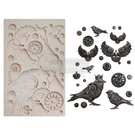 Finnabair Decor Mould - Clockwork Sparrows