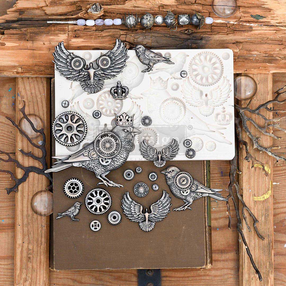 Finnabair Decor Mould - Clockwork Sparrows