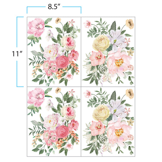 Prima Infusible Heat Transfers - 8.5" x 11" - Charmed Bouquet 4 Sheets