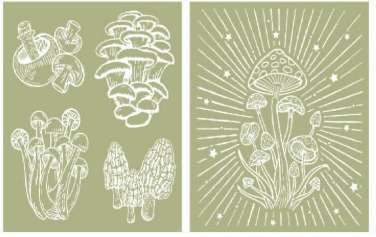 Belles and Whistles Silk Screen Stencils - Cottagecore Mushrooms