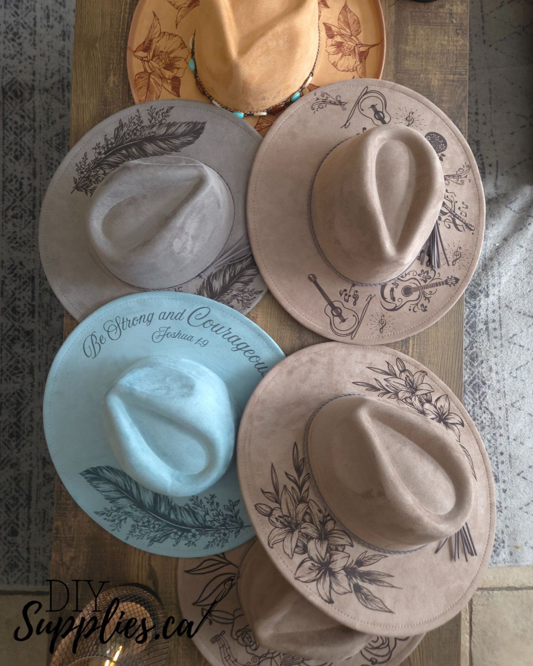 Custom Wide Brim - Burnt & Brushed Art Hat