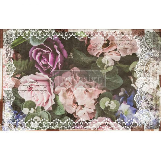 Prima Redesign Decoupage Decor Tissue Paper - Dark Lace Floral